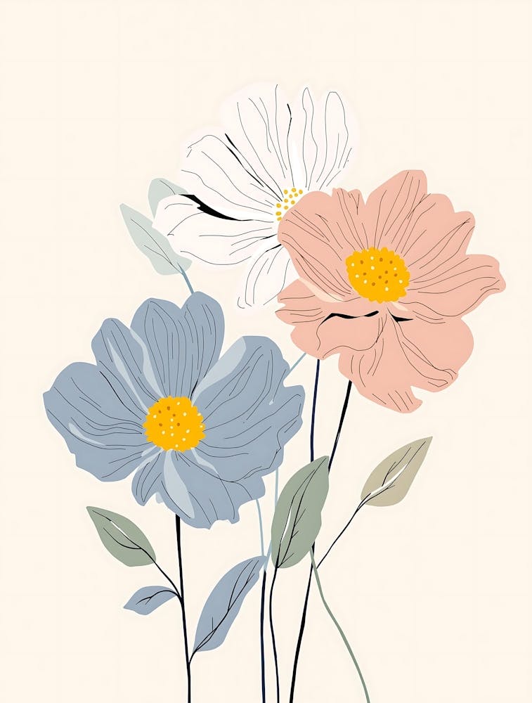 Lush Botanical Serenity in Subtle Pastel Hues