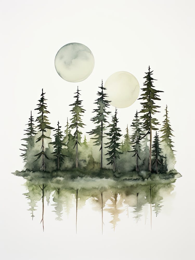 Watercolour Of Tongass National Forest   Alaska Usa 2