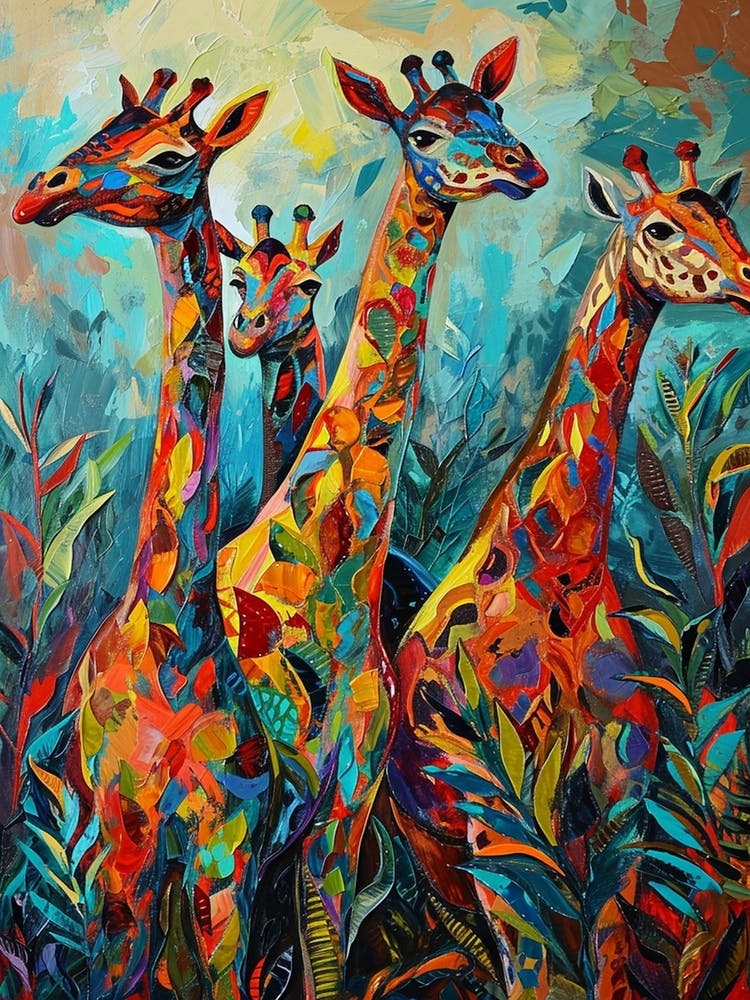 Geometric Giraffe In The Leaves 2