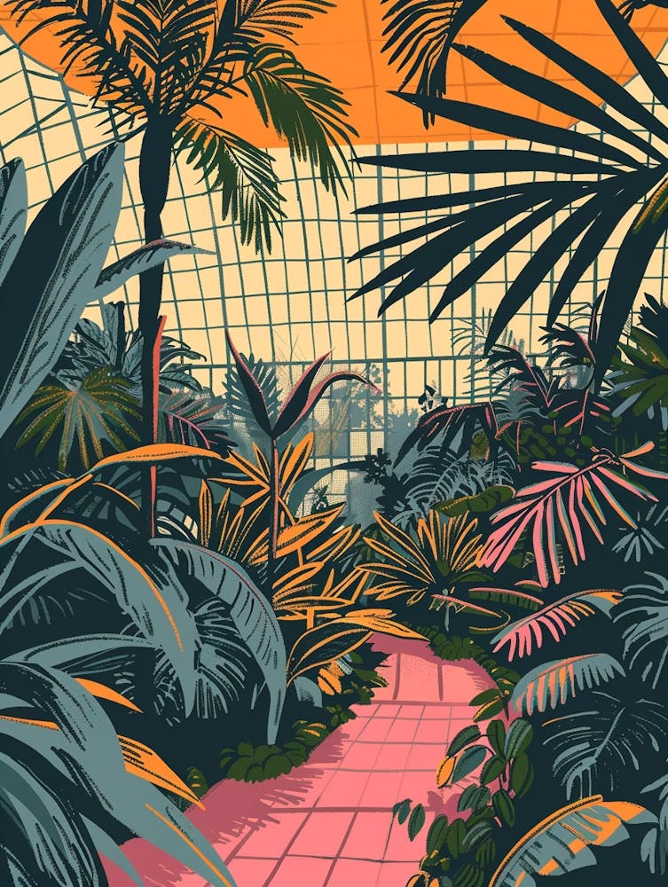 Brooklyn Botanic Garden New York Colourful Silkscreen Illustration 3
