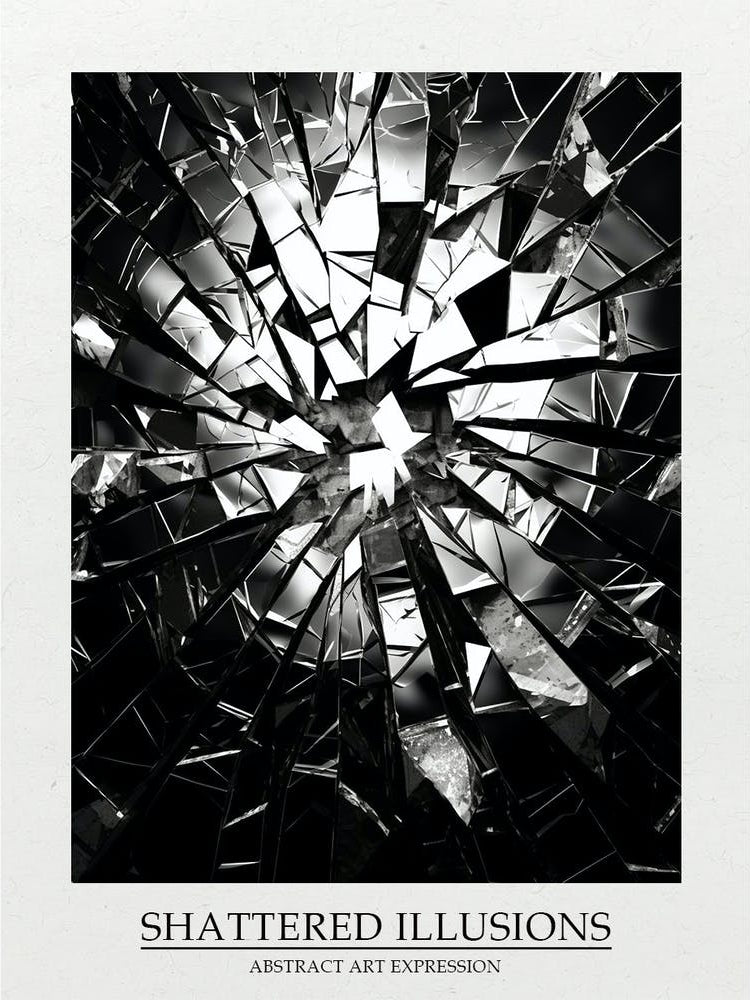 Shattered Illusions Abstract Black And White 6 Poster