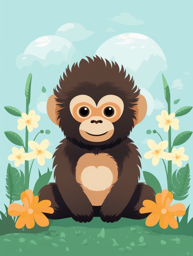 Baby Animal Illustration  Gorilla 2
