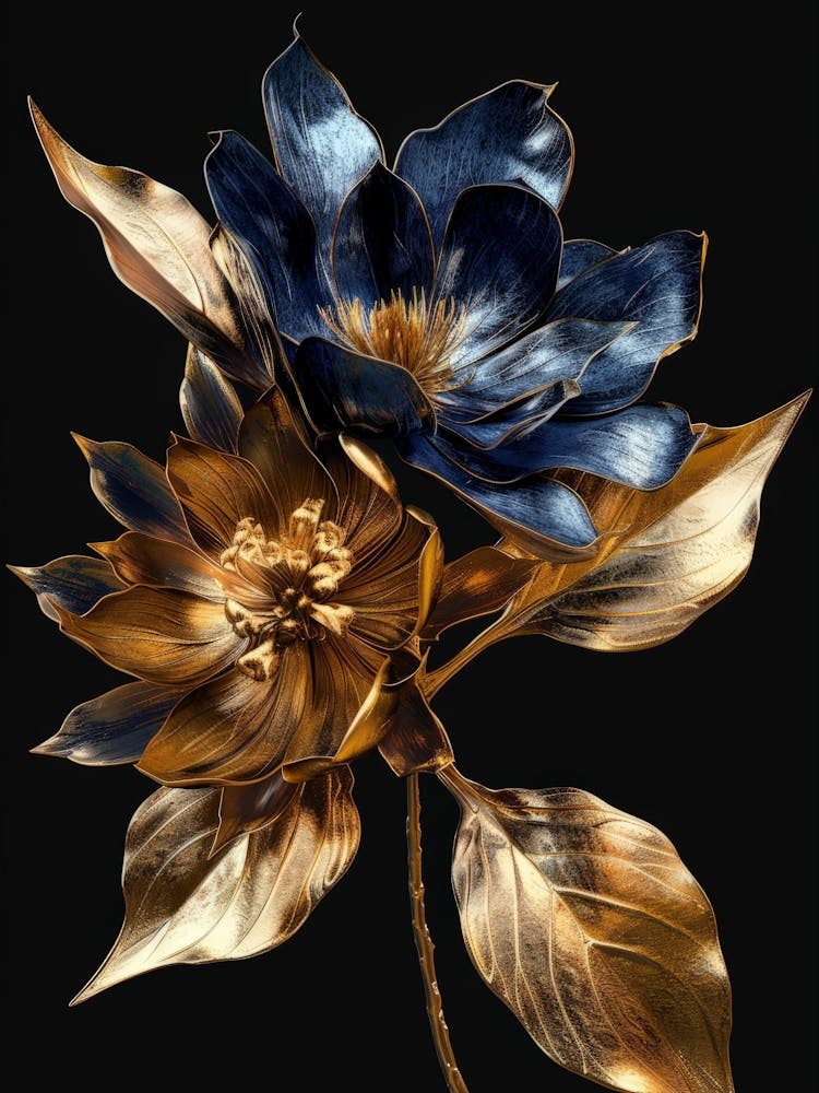 Gold And Blue Flowers