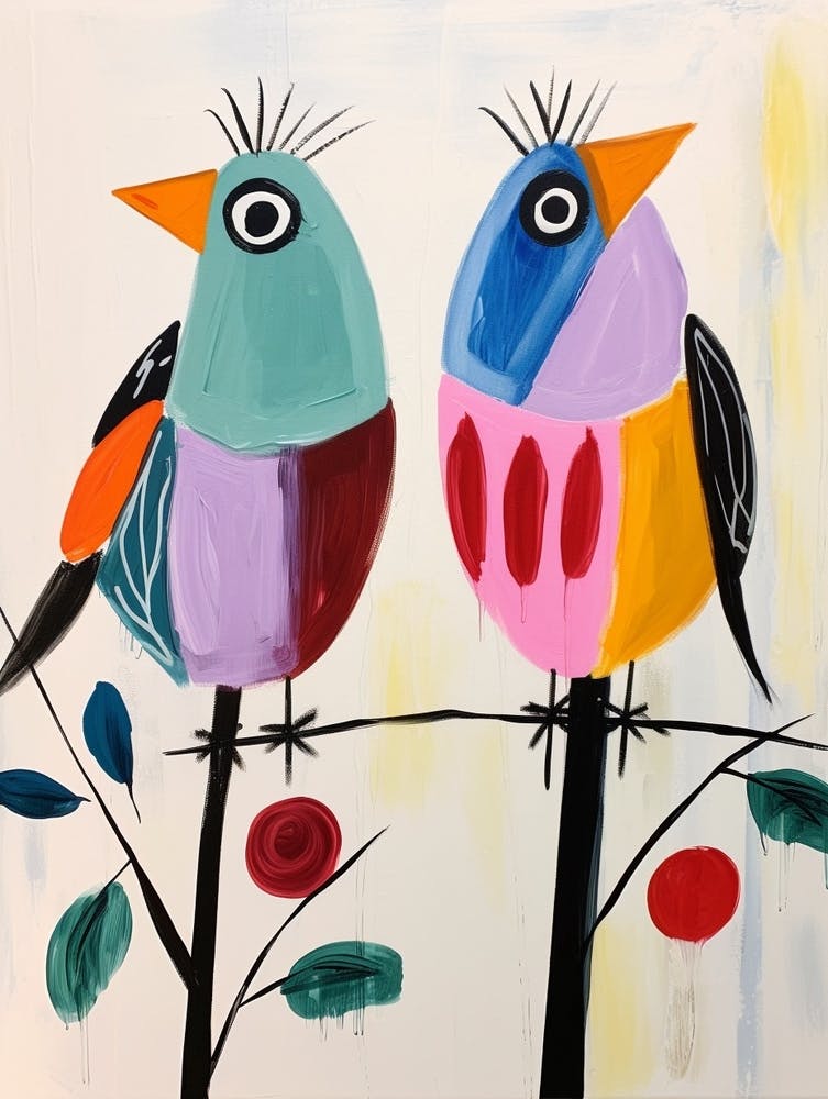 Colourful Kids Animal Art Robin