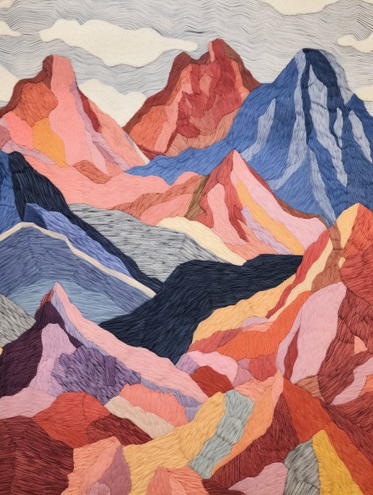 Mount Olympus Greece 2 Farbenfrohe Bergillustration