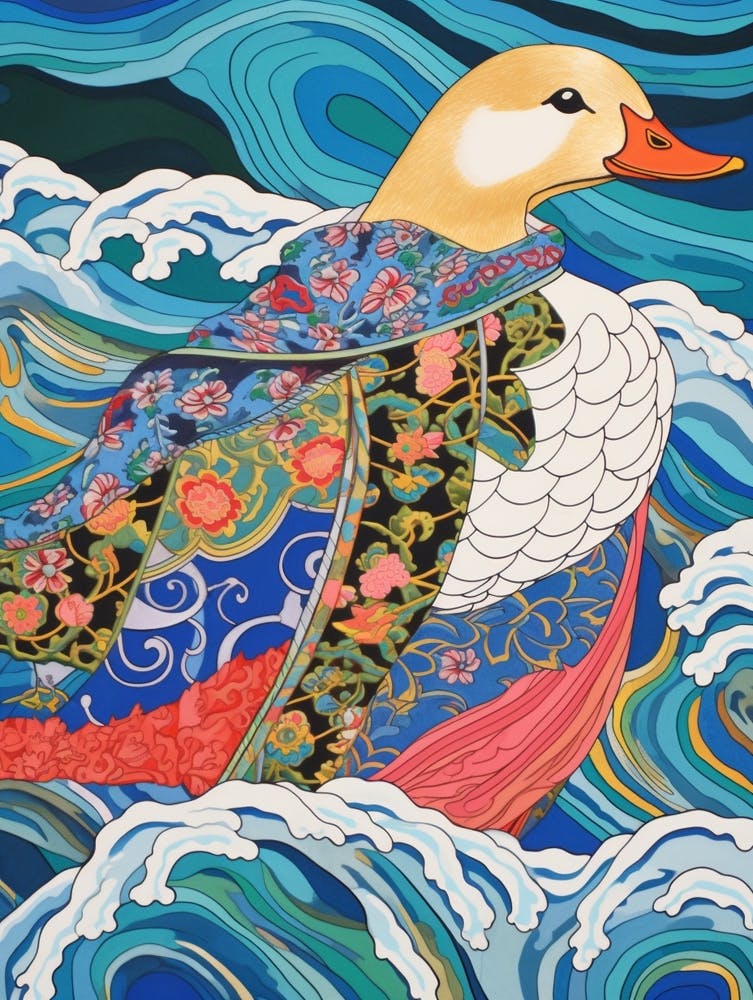 Maximalist Animal Painting Duck 2