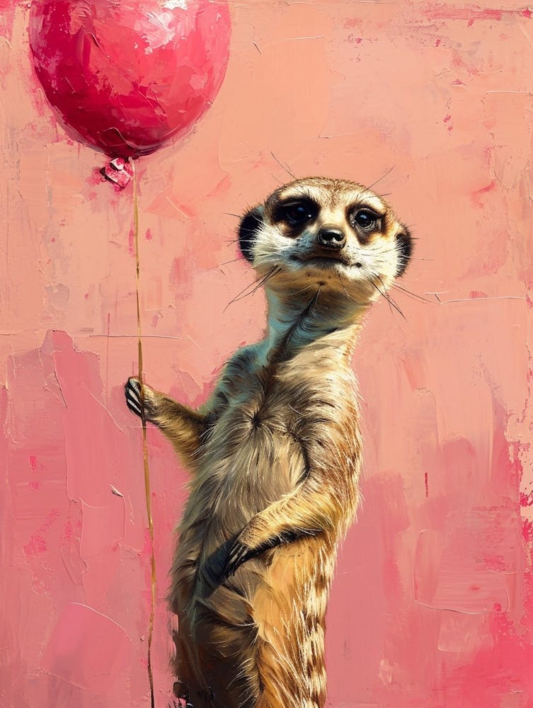 Cute Meerkat 1 With Balloon