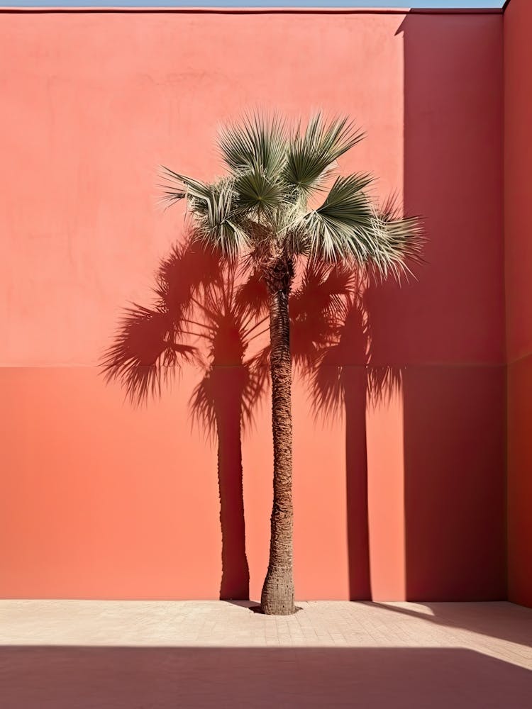 Palm Tree Against Pink Wall Summer Photography