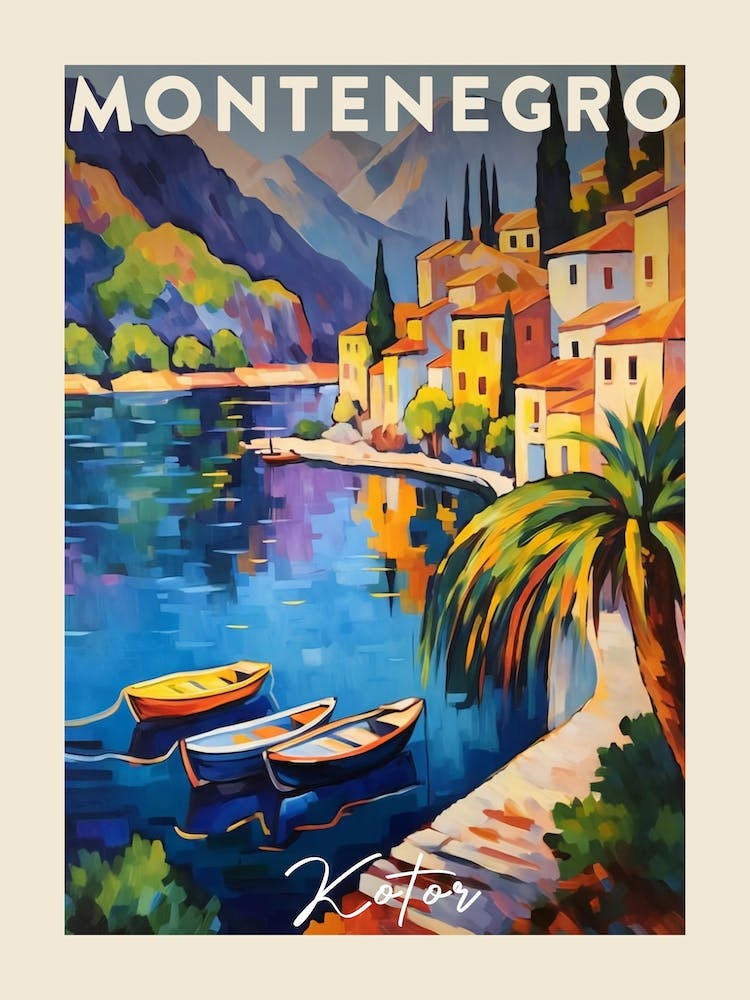 Kotor Montenegro 4 Fauvistisches Gemälde Reiseposter