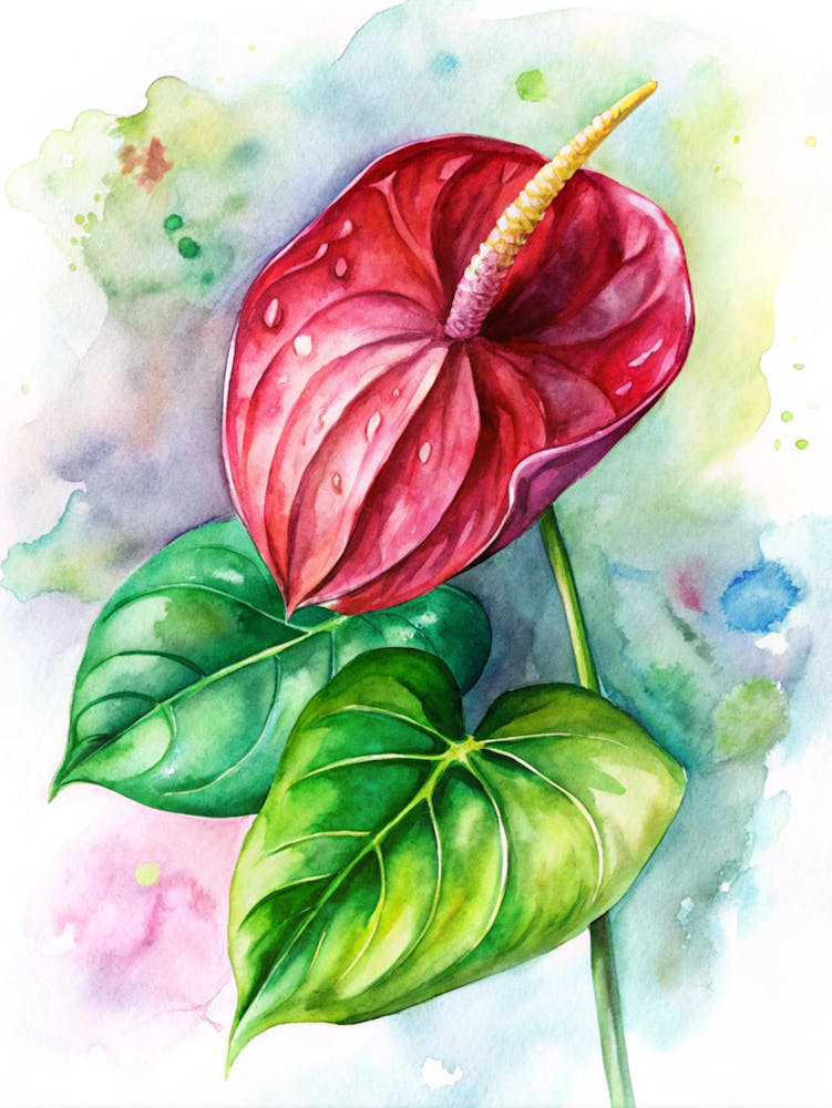 10 Tropical Anthurium With Glossy Red Leaves