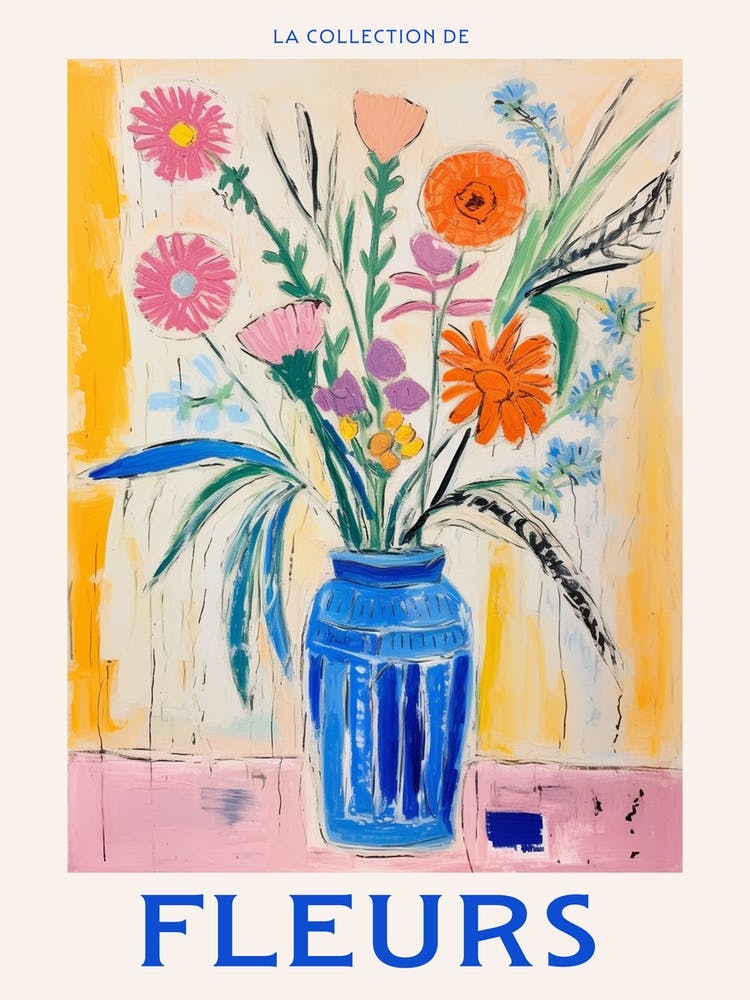 French Flower Poster Cornflower