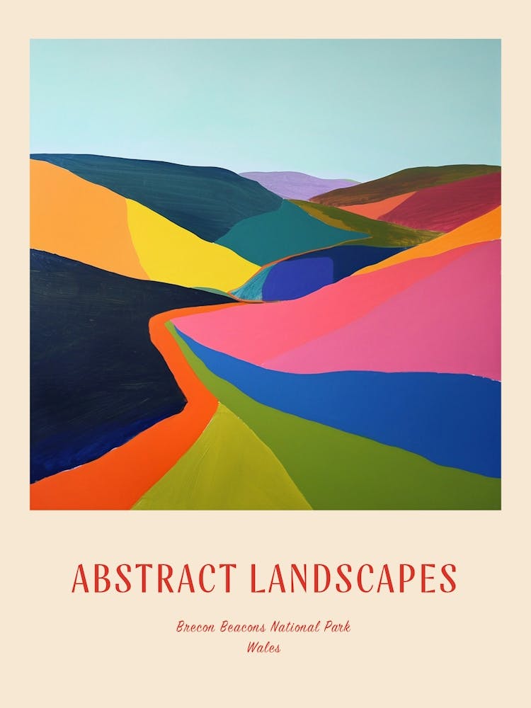 Colourful Abstract Brecon Beacons National Park Wales 1 Poster