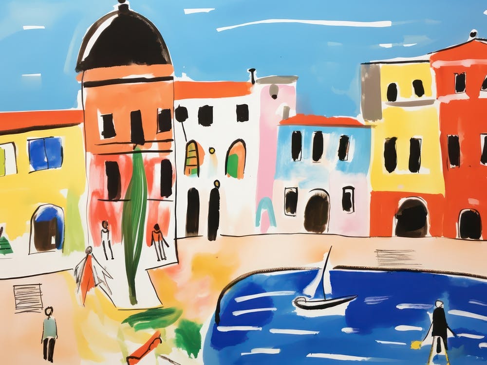 Rimini Italy Cute Watercolour Illustration 2