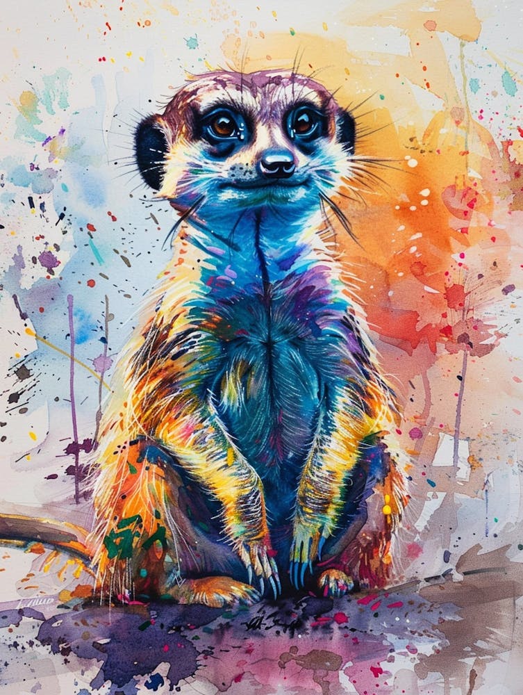 Meerkat Colourful Watercolour 4
