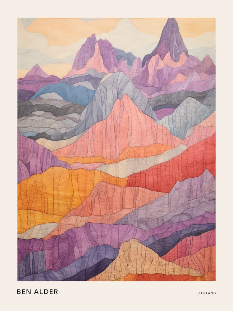 Ben Alder Scotland 1 Colourful Mountain Illustration Poster