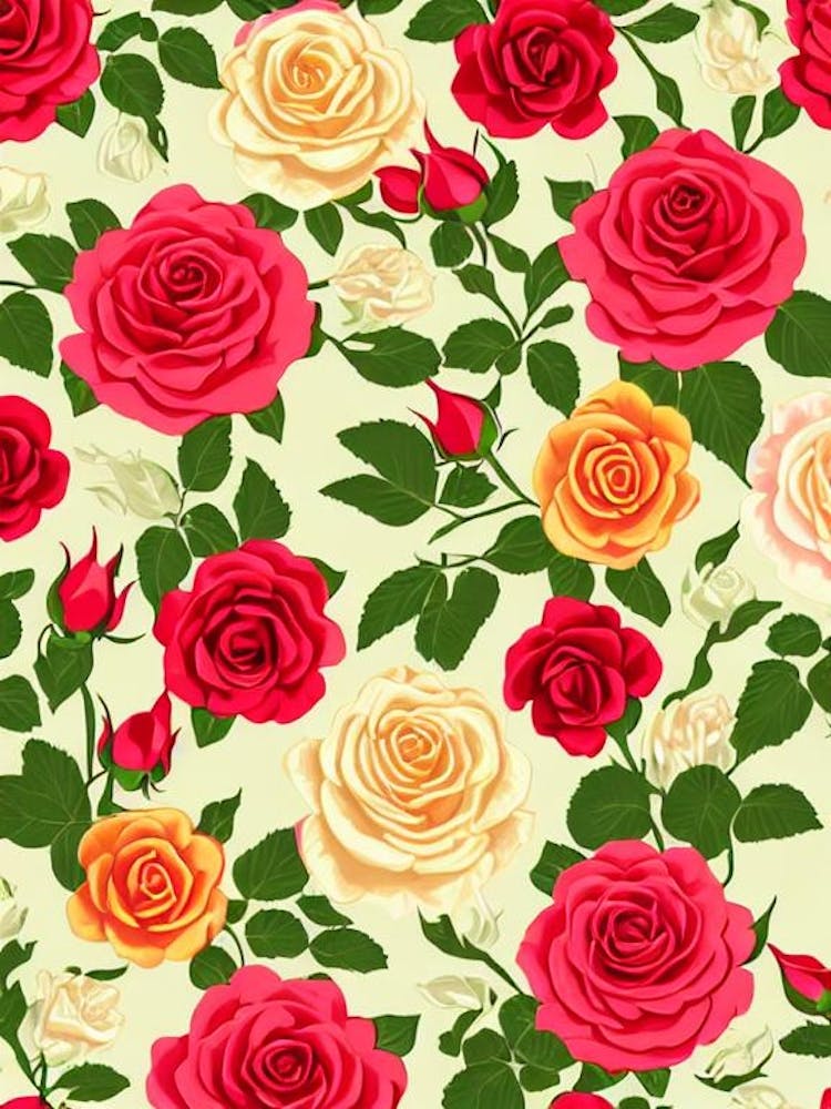 Rose Repeat Retro Flower