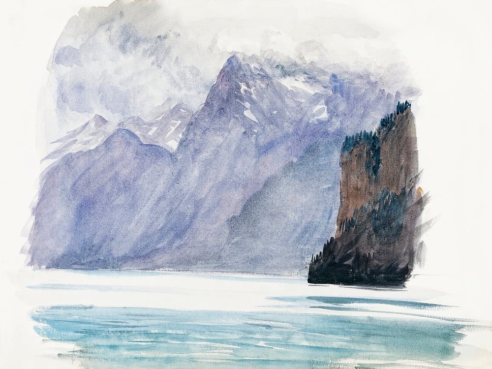 Mountain Lake From Switzerland 1870 Sketchbook, John Singer Sargent