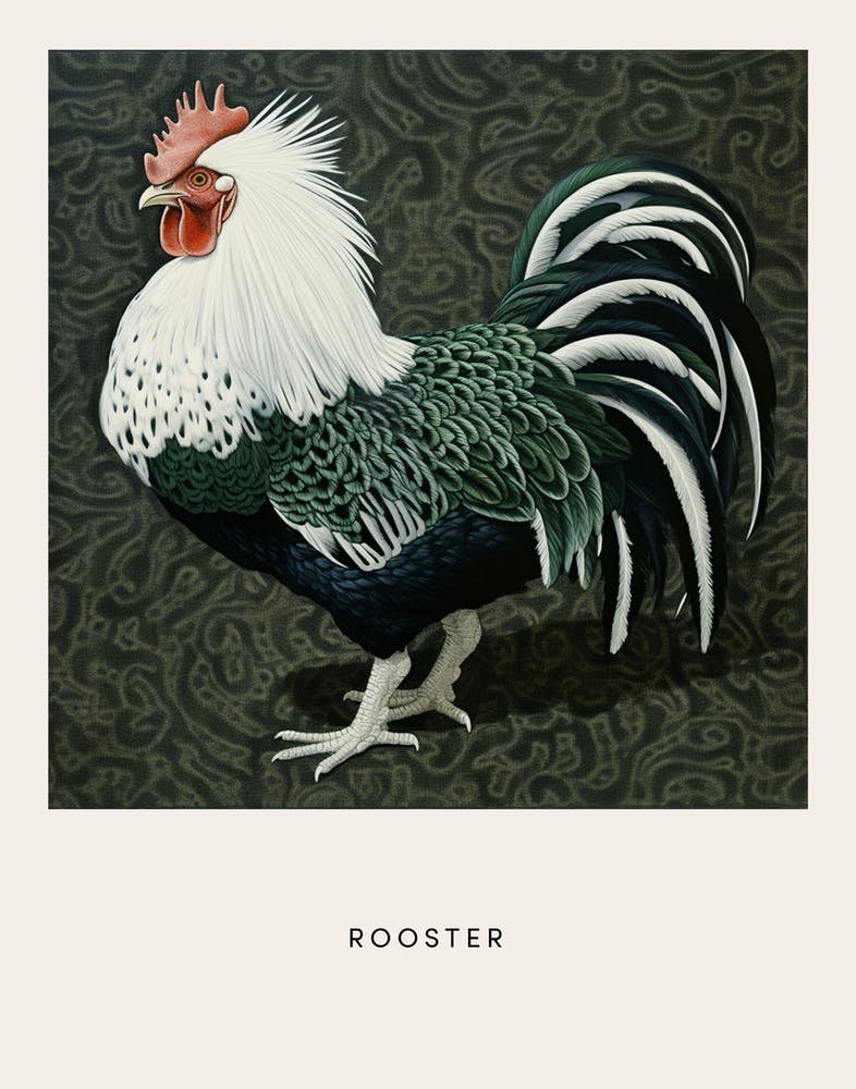 Ohara Koson Inspired Bird Painting Rooster 3 Poster