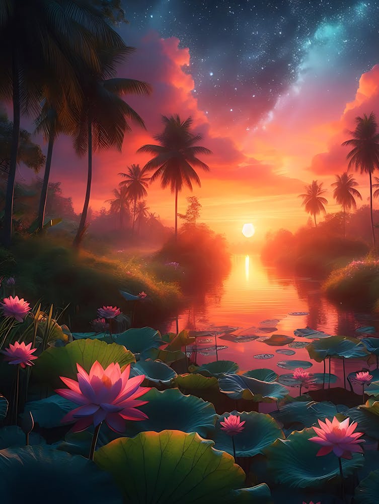 Beautiful Lotus Lake Landscape 5