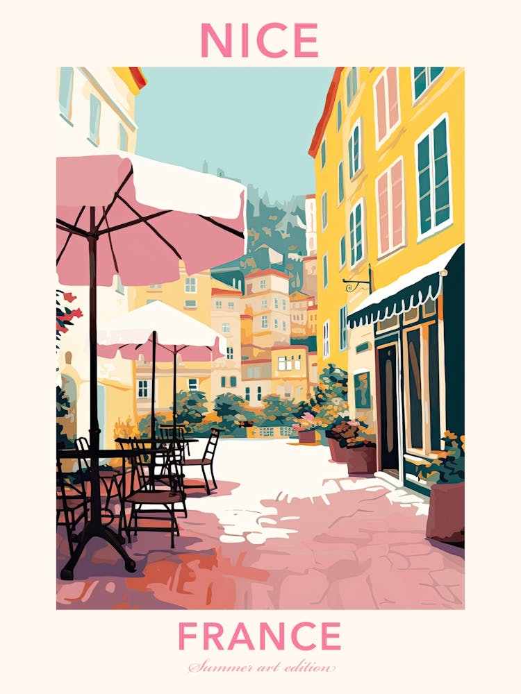 Nice, France, Flat Pastels Tones Illustration 2 Poster