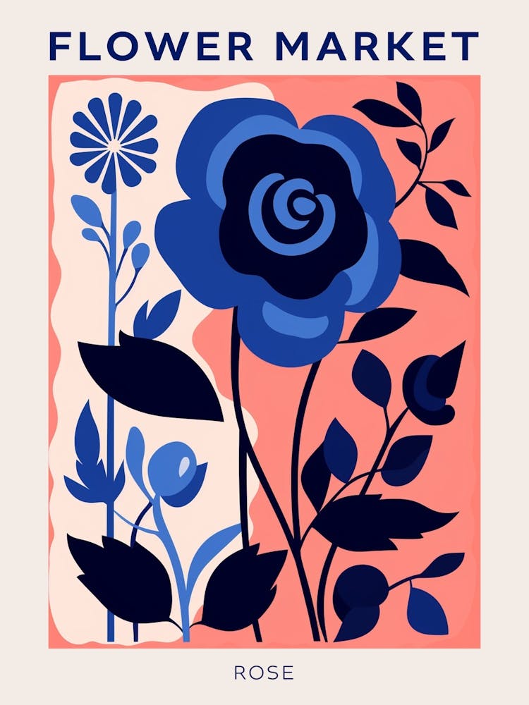 Blue Flower Market Poster Rose 6
