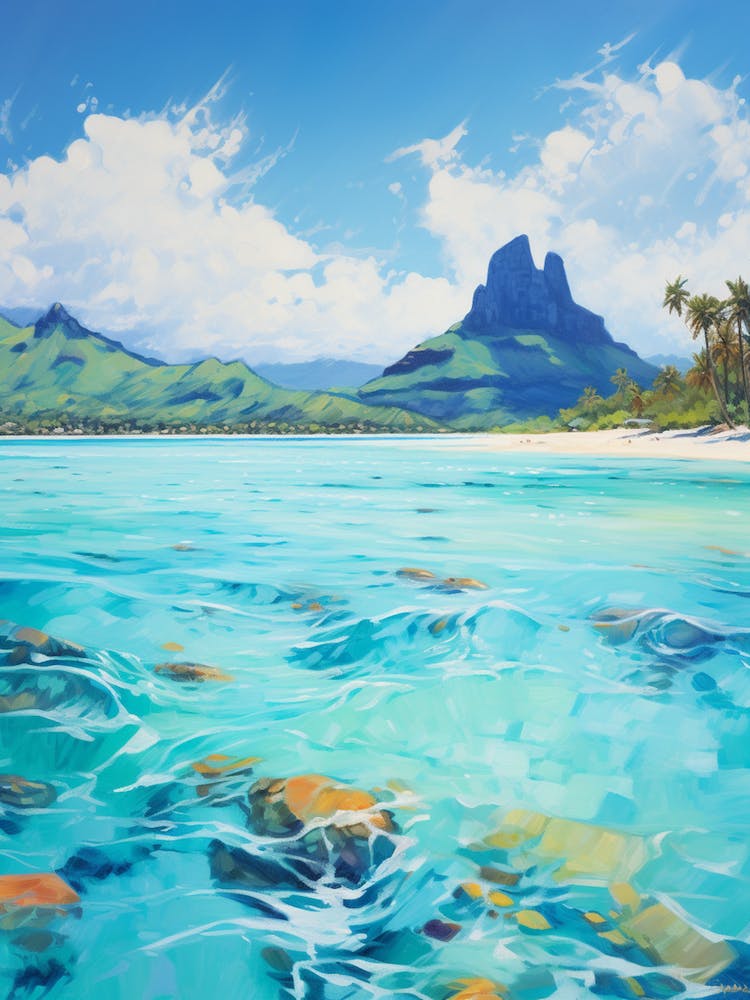 An Oil Painting Of Matira Beach, Bora Bora 2