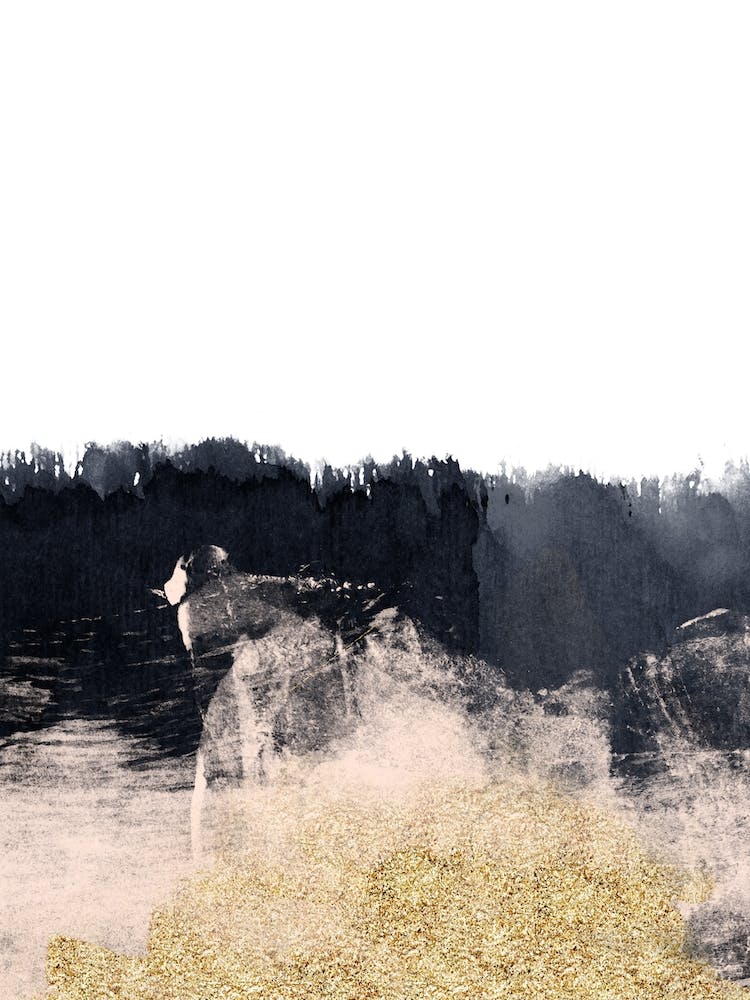 Dark Blue Baby Pink And Gold Brush Strokes