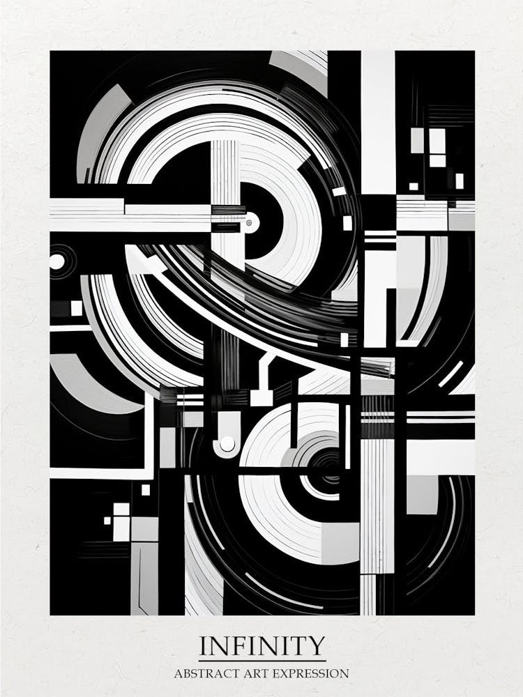 Infinity Abstract Black And White 5 Poster