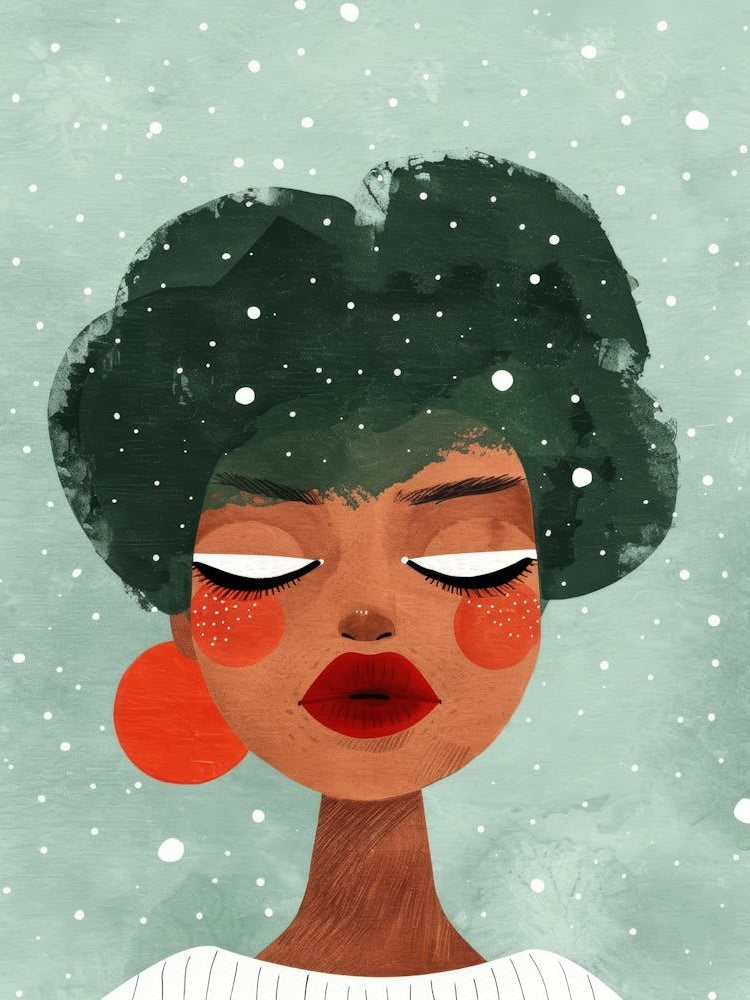 Afro Girl In The Snow