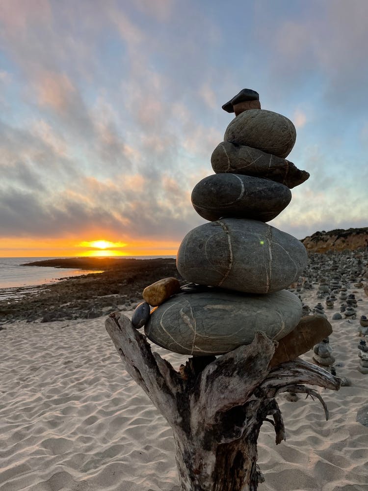 Stacked Rocks On The Beach