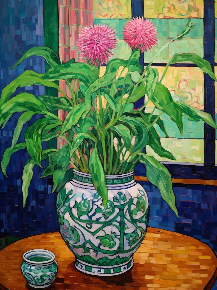 Flowers In A Vase Still Life Painting Globe Amaranth 2