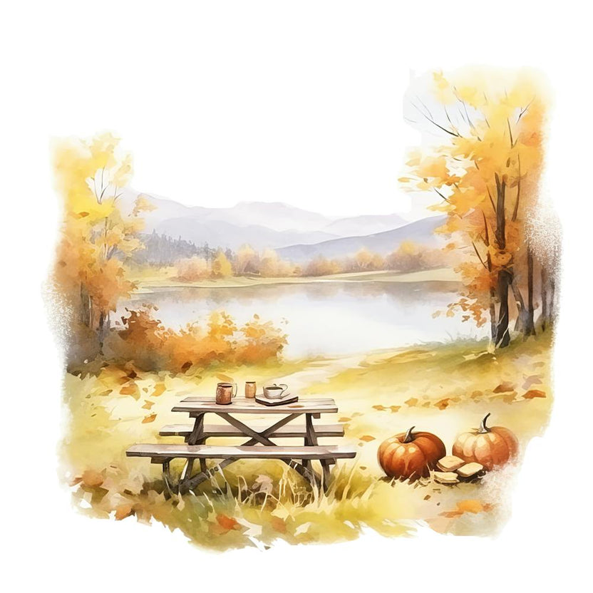 Watercolor Autumn Picnic Table 3