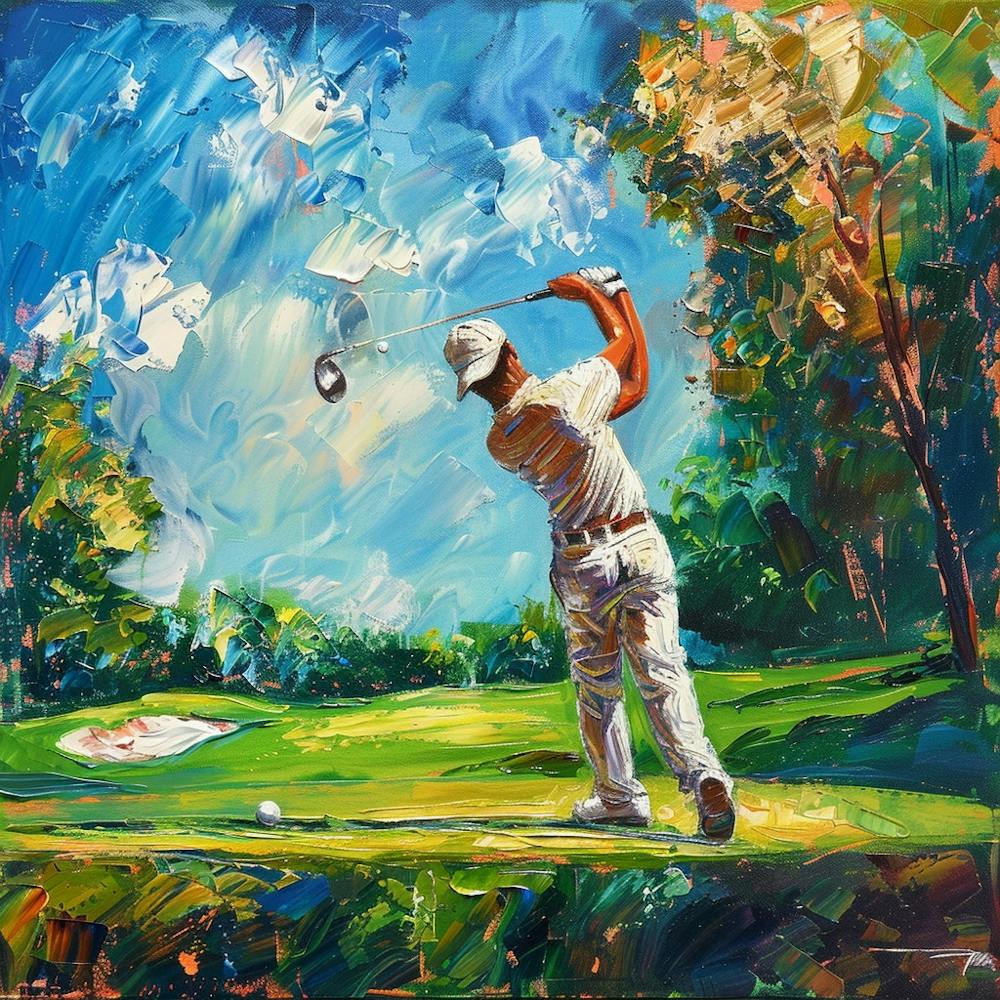 A Golfer Teeing Off Oil Painting Illustration 1718673251 2