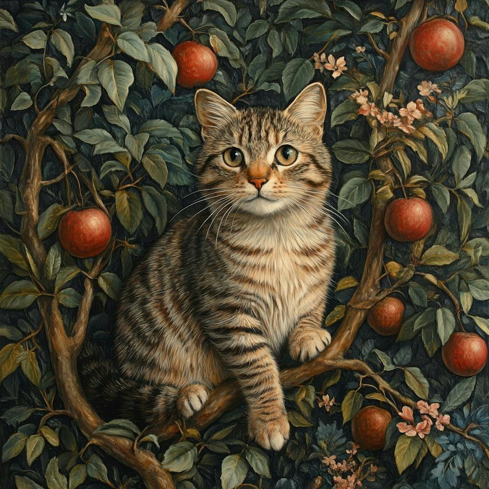 Cat In Apple Tree Art 1