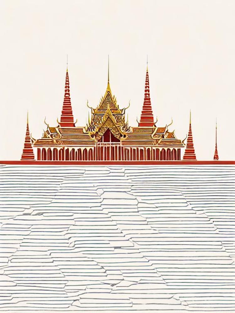 Grand Palace 2 Bangkok Illustration de Point de Repère Boho