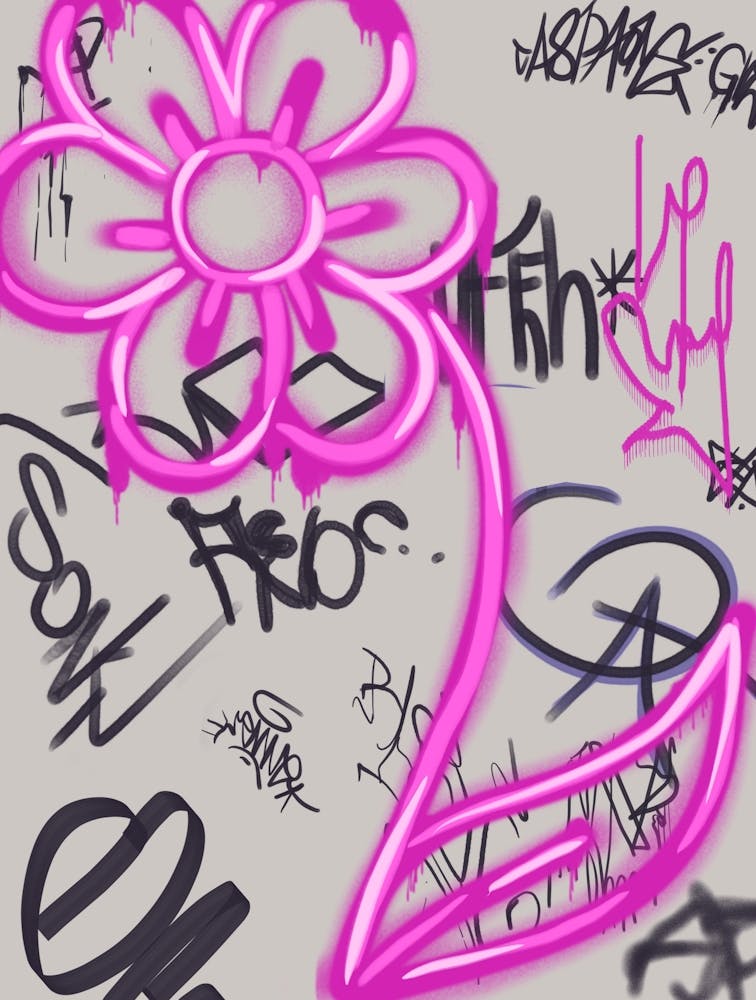 Flower neon graffiti