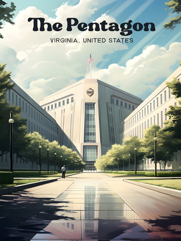 The Pentagon Virginia USA Military Defense Travel Art Illustration