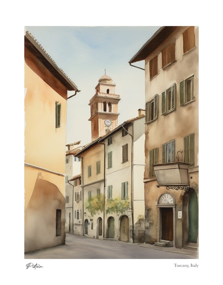 Pistoia, Tuscany, Italy 3 Watercolour Travel Poster