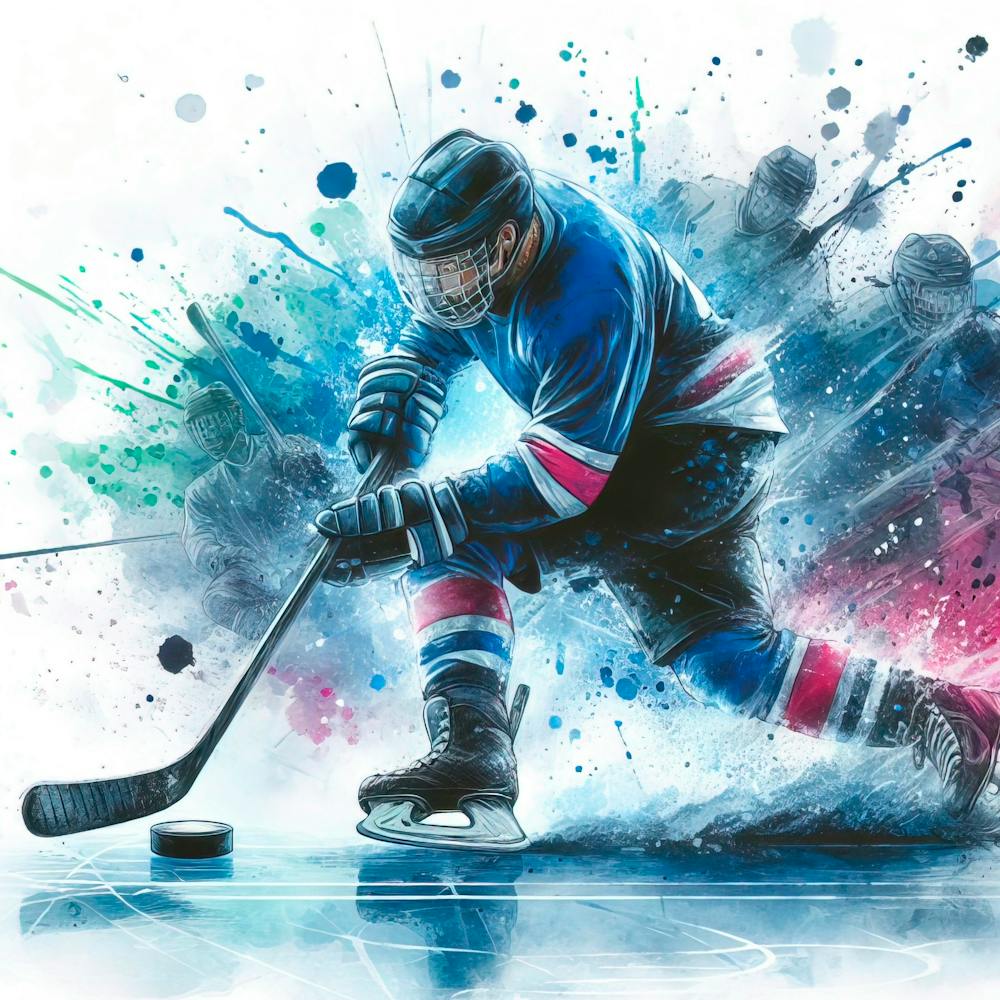 Ice hockey player in watercolor 1