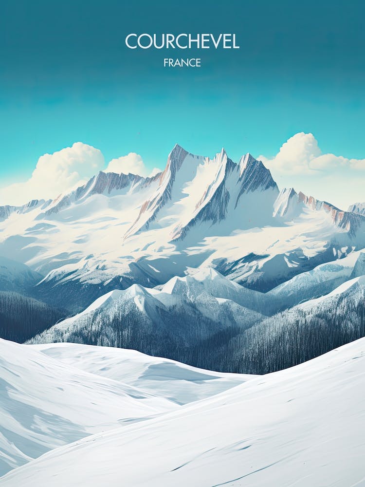 Poster Of Courchevel   France, Ski Resort Illustration 2