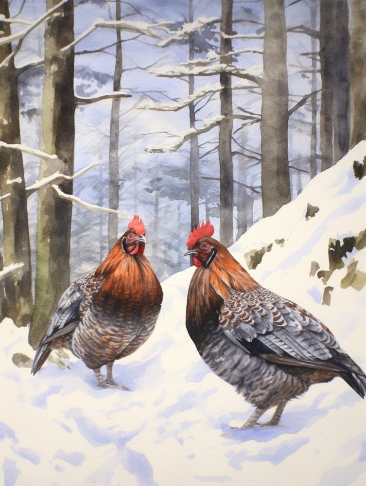 Winter Watercolour Grouse 1