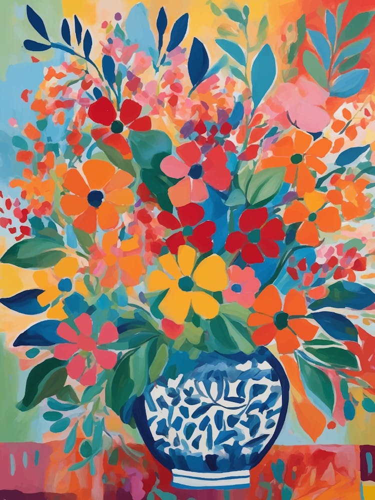 Bouquet of bright Flowers In A Vase