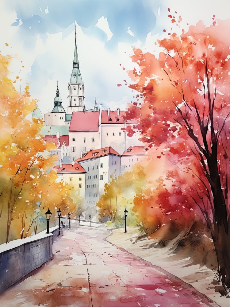 Bratislava Slovakia In Autumn Fall, Watercolour 4