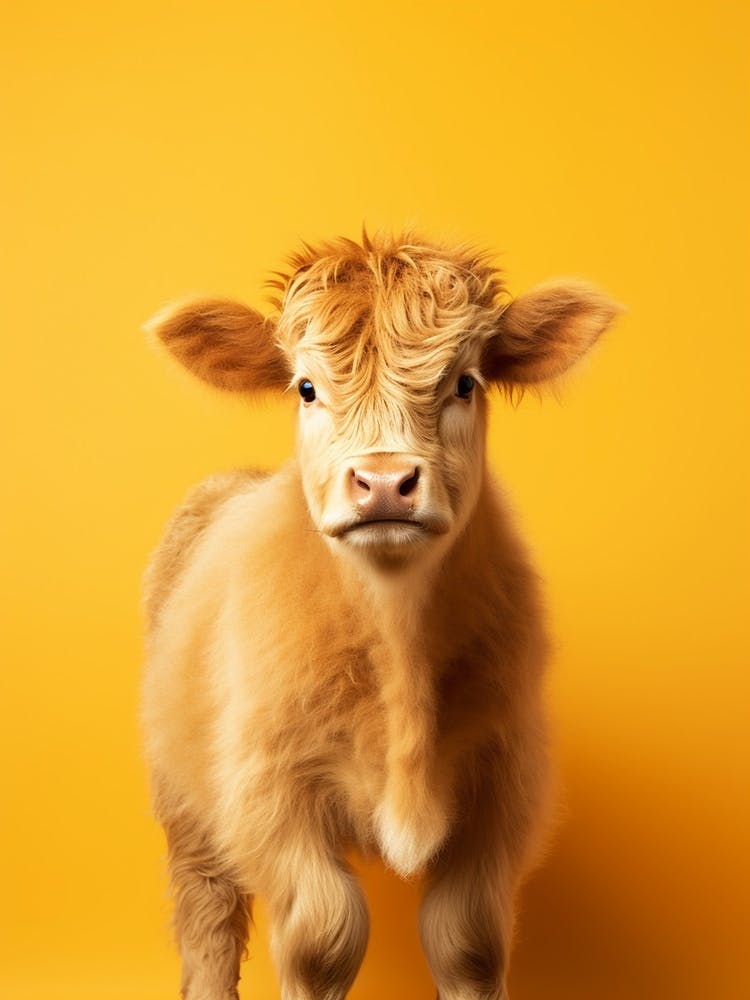 Yellow Photography Portrait Of Baby Highland Cow 1