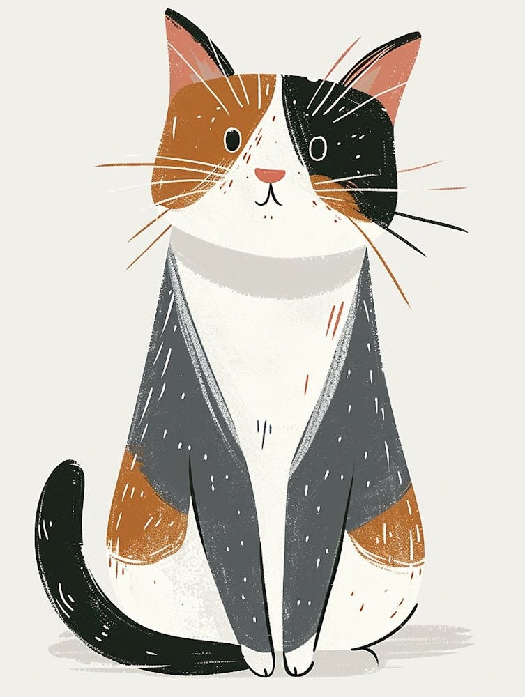 Japanese Bobtail Cat Clipart Illustration 1