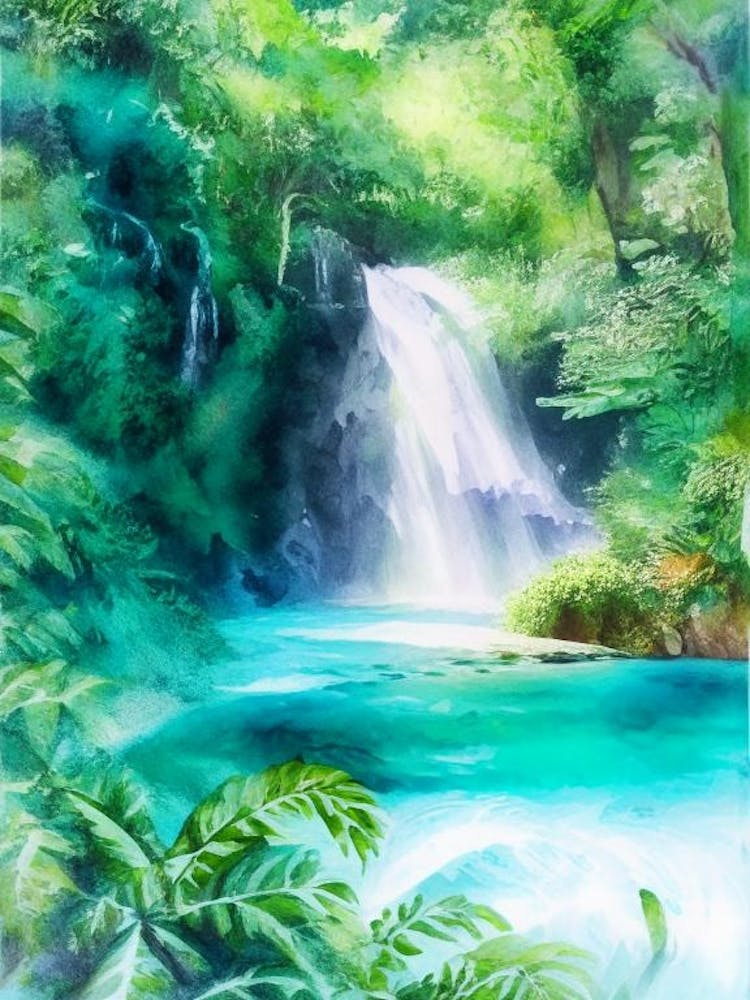 Kawasan Falls, Philippines Water Colour  (1)