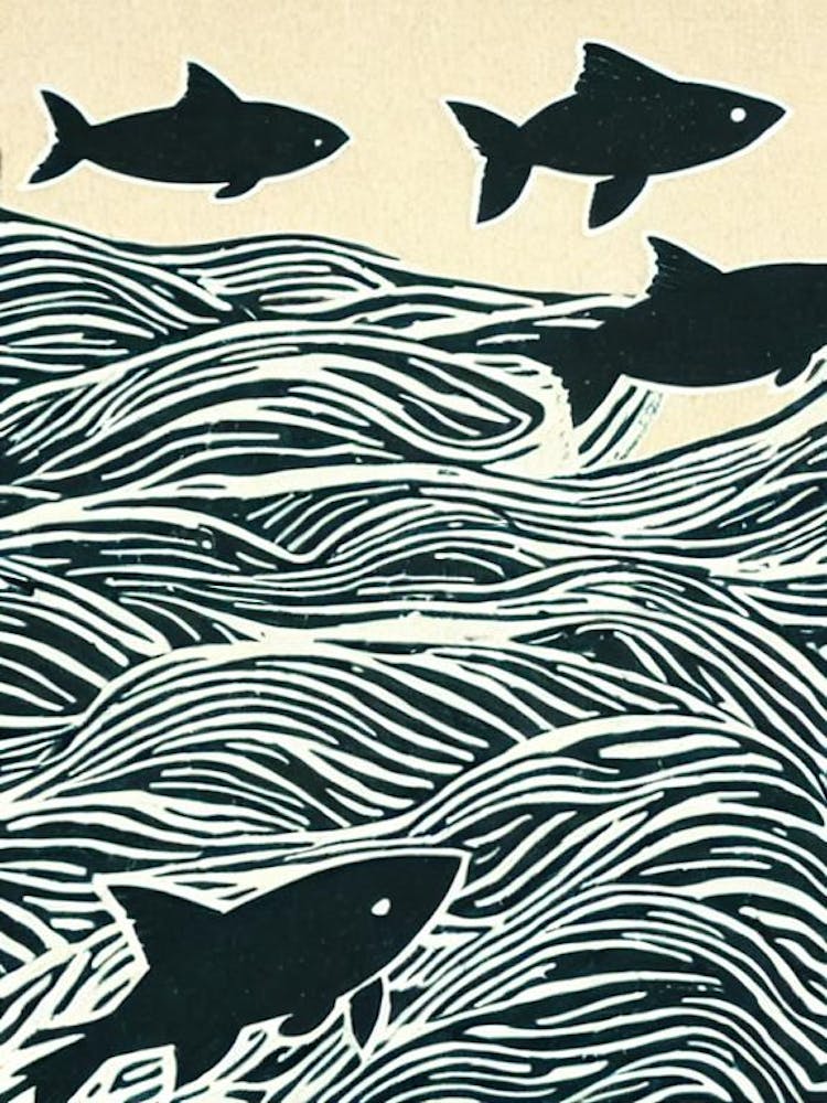 Flying Fish Linocut