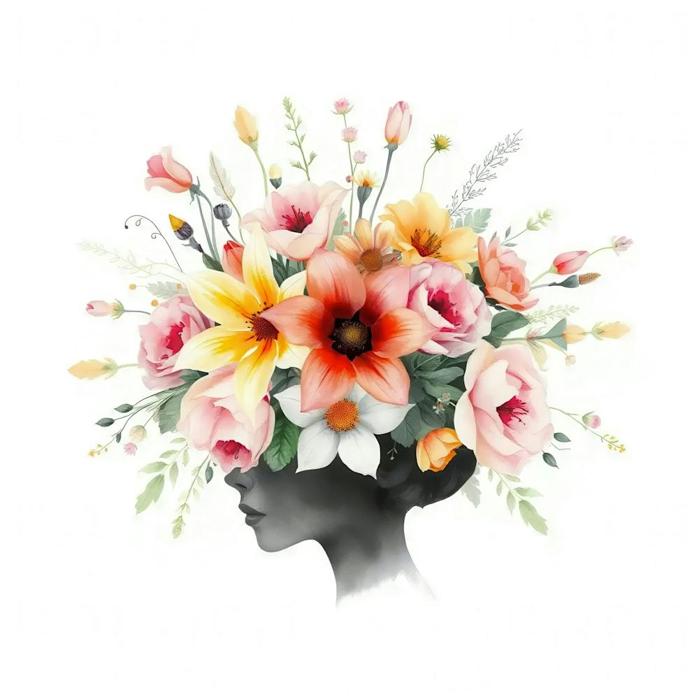 Portrait Of A Woman With Flowers