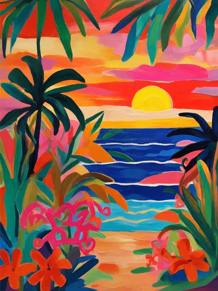 Colorful Sunset At The Beach