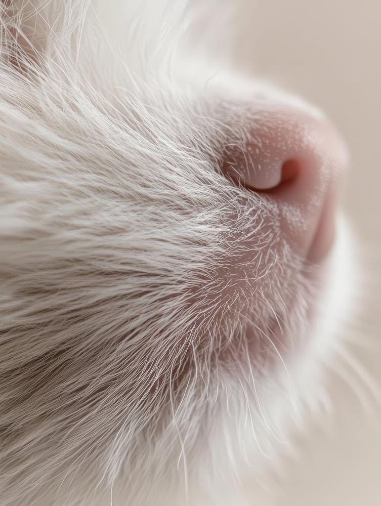 Close Up Of A White Cat Nose.Generated AI.